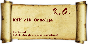 Kórik Orsolya névjegykártya