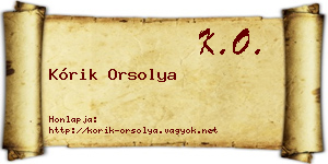 Kórik Orsolya névjegykártya